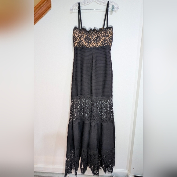 Tadashi Shoji Designer Black Cut-out Lace Mermaid Evening Gown Dress Women's LG - Picture 12 of 14